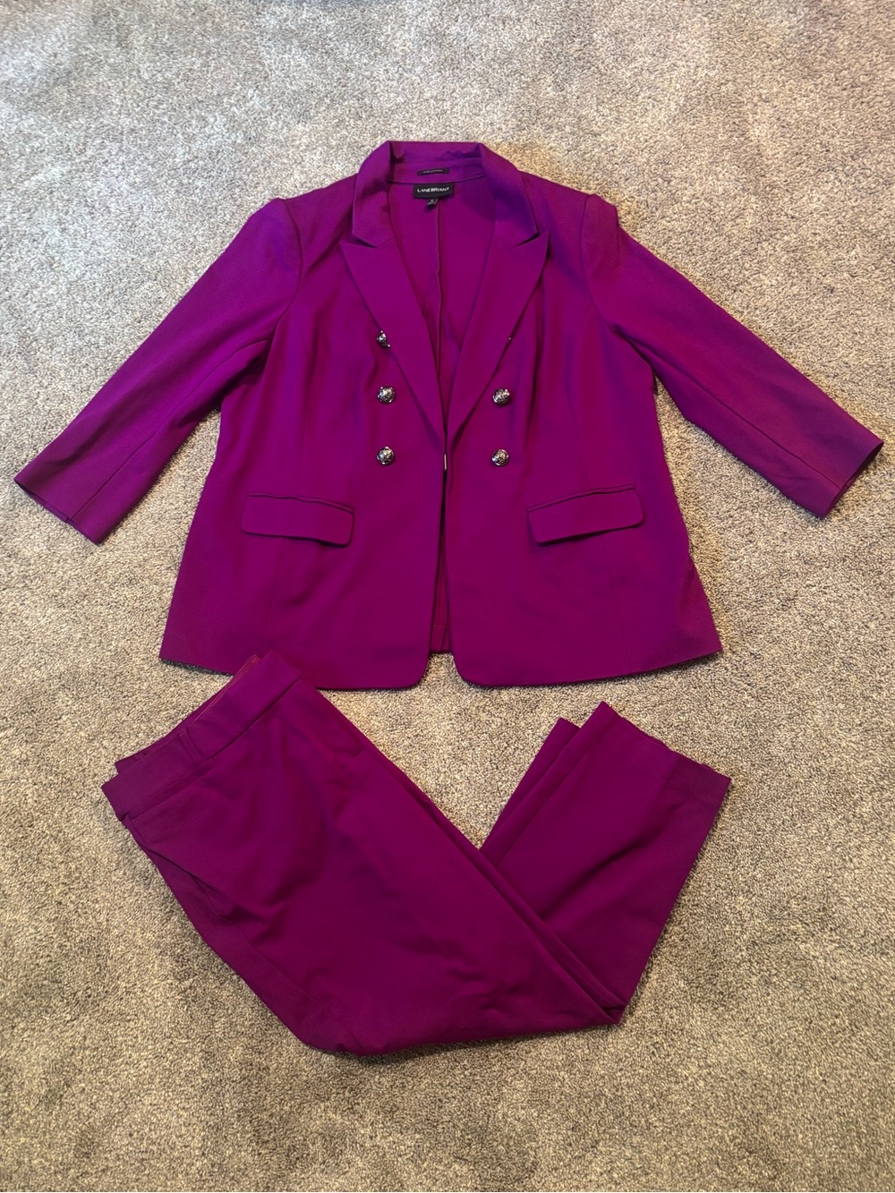 Women’s Lane Bryant Vibrant Purple 2-Piece Pant Suit Blazer Sz 22 Pants Sz 20